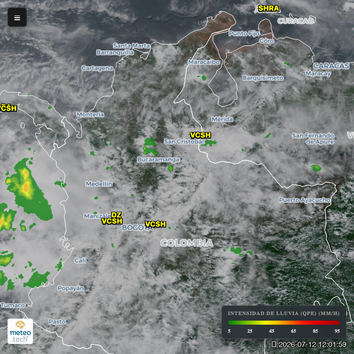 Mapa satelital de Colombia en vivo