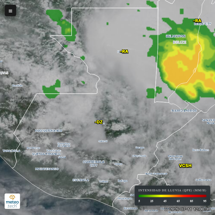 Mapa satelital de Guatemala en vivo
