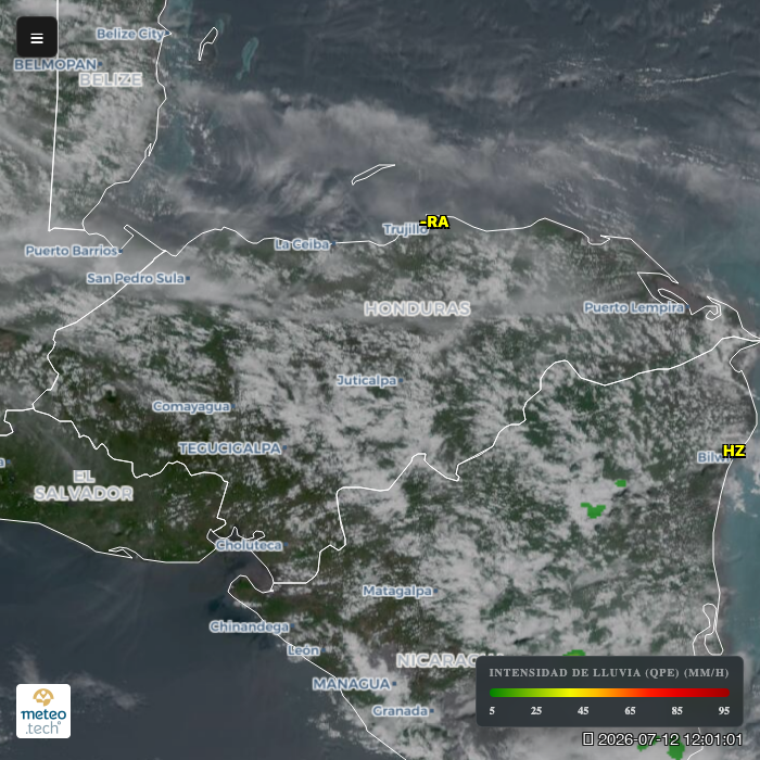 Mapa satelital de Honduras en vivo